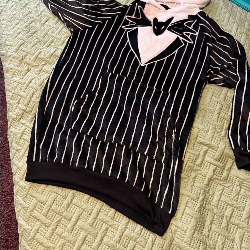 Black and White Striped Hoodie with Character Design